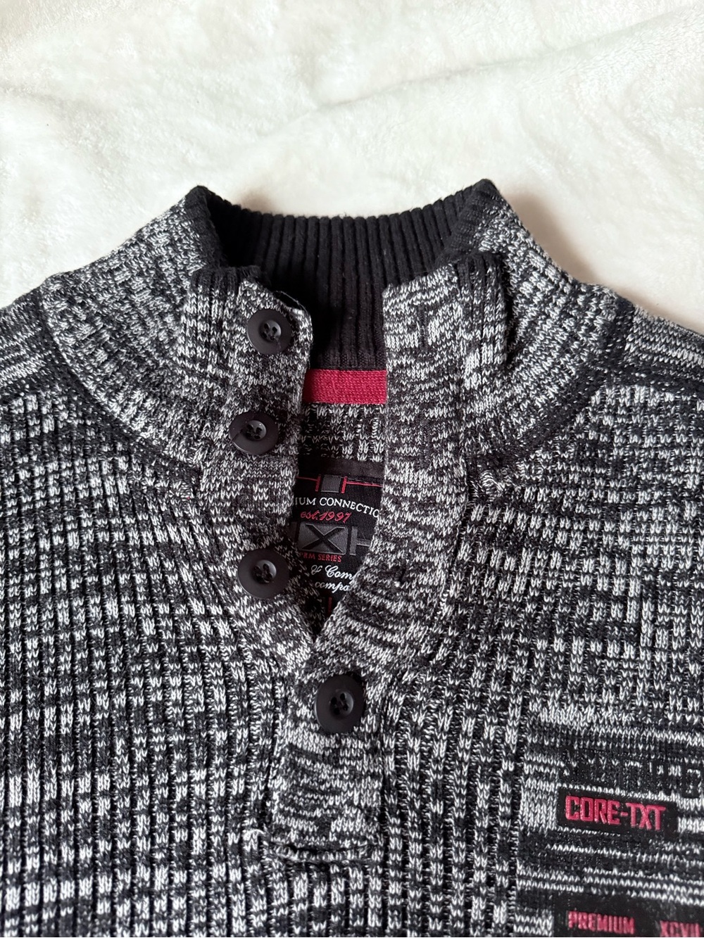 Men's Marled Knit Pullover Sweater - Black/Gray - Picture 3 of 11
